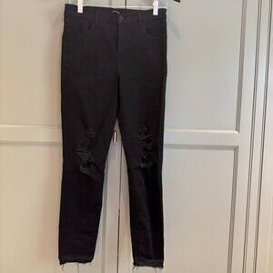 J Brand Black Distressed Skinny Jeans – Size 28 – Raw Hem